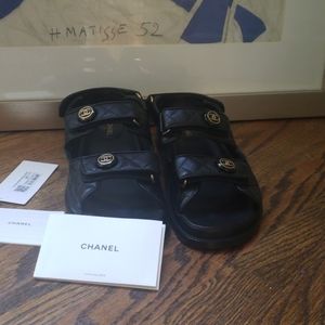 QUILTED CHANEL DAD SANDALS SIZE 38.5